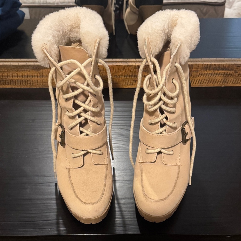 Lauren Ralph Lauren Beige Lace-Up Winter Boots